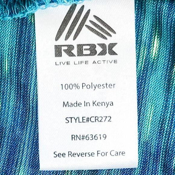 Reebok RBK Blue & Green Marled Performance Short Sleeve Athletic Top Womens S - Picture 4 of 8